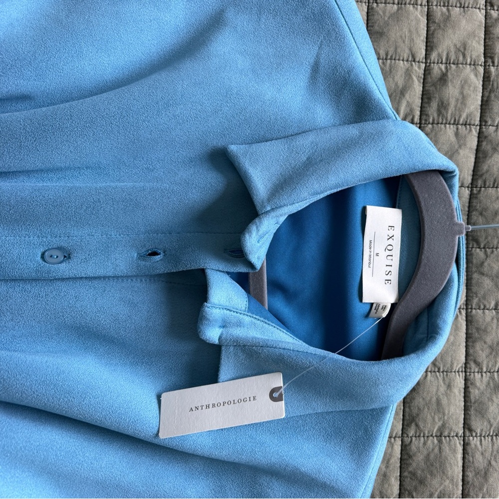 Anthropologie THE TOBIE FAUX-SUEDE MINI SHIRT DRESS BY EXQUISE - Picture 2 of 2